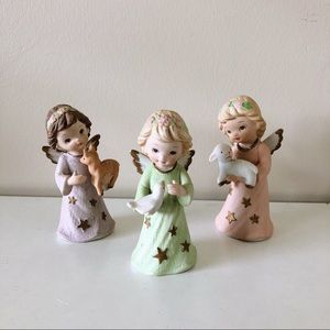 Vintage 1987 Lefton China Angel Trio Figurines